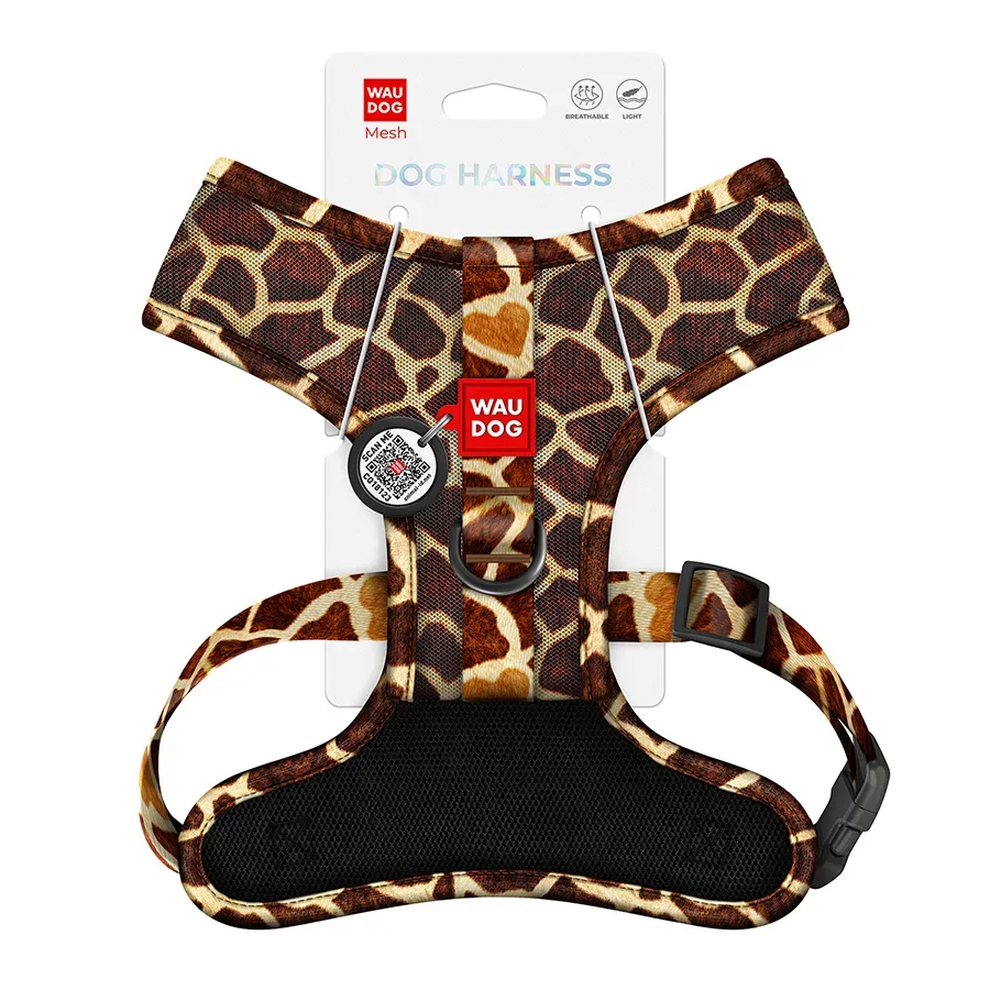 Шлея для собак дихаюча «Жираф», M WAUDOG Mesh Soft Harness Giraffe