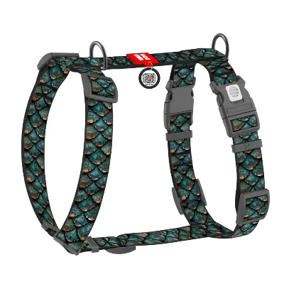 Шлея для собак анатомічна H-подібна «Луска», XL WAUDOG Nylon Harness Scales