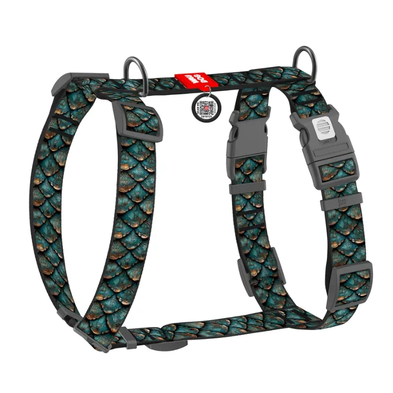Шлея для собак анатомічна H-подібна «Луска», XL WAUDOG Nylon Harness Scales