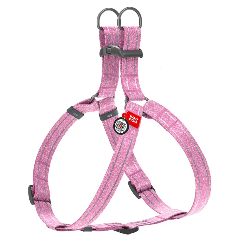 Шлея из восстановленного хлопка, светоотражающая, S, розовый WAUDOG Re-cotton Harness