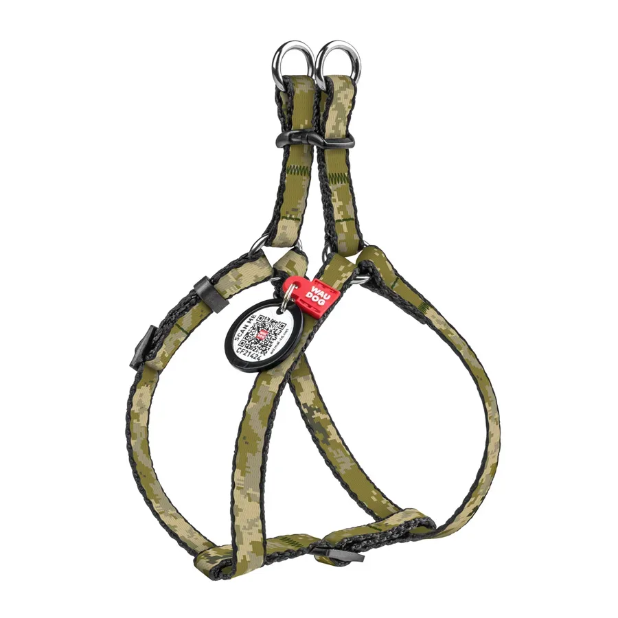 Шлея для котів та дрібних порід собак «Мілітарі», XS WAUDOG Nylon Harness Military