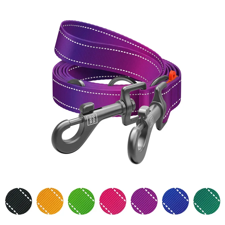 Повідець-перестібка для собак, світловідбивний, M, фіолетовий WAUDOG Nylon Mono Adjustable Leash