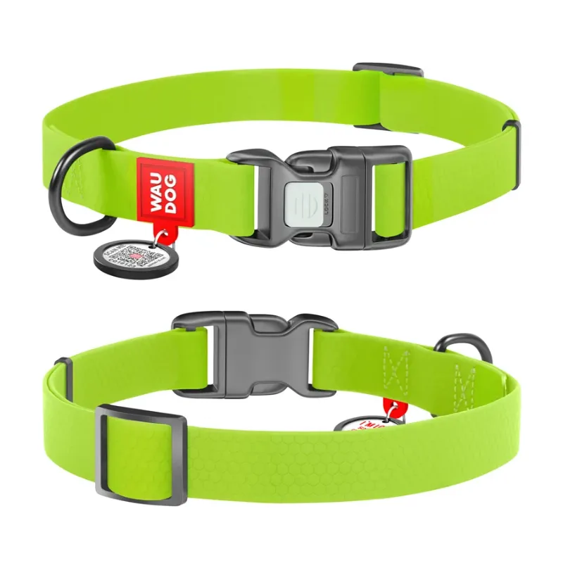Ошейник для собак водостойкий, пластиковая пряжка, M, салатовый WAUDOG Waterproof Collar