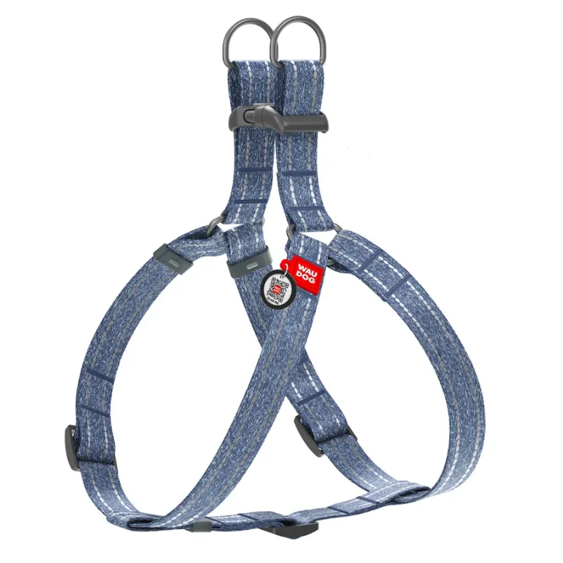 Шлея из восстановленного хлопка, светоотражающая, L, синий WAUDOG Re-cotton Harness