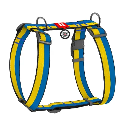 Шлея для собак анатомічна H-подібна, матеріал нейлон «Colors of freedom», XL WAUDOG Nylon Anatomic Harness Colors of Freedom