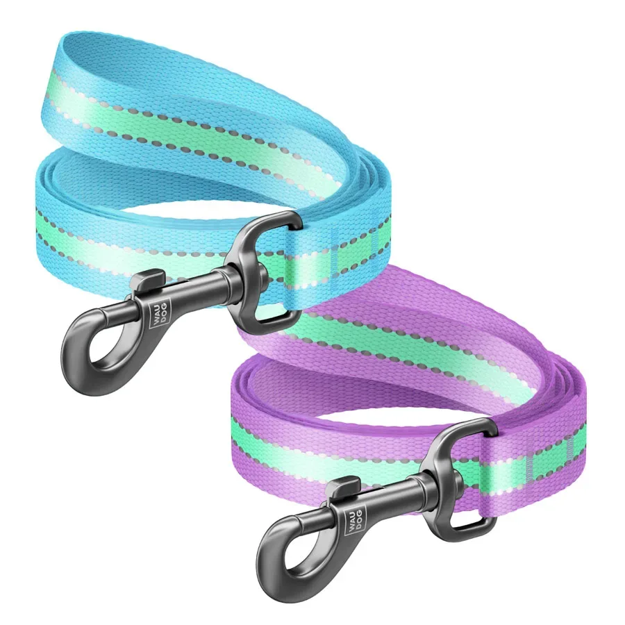 Повідець для собак нейлоновий, світонакоплювальний, M, фіолетовий WAUDOG Nylon Leash