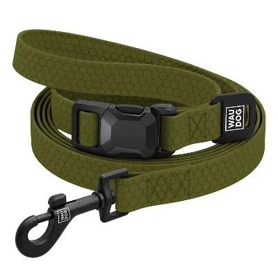 Повідець для собак регульований водостійкий, M, хакі WAUDOG Magnet Adjustable Leash