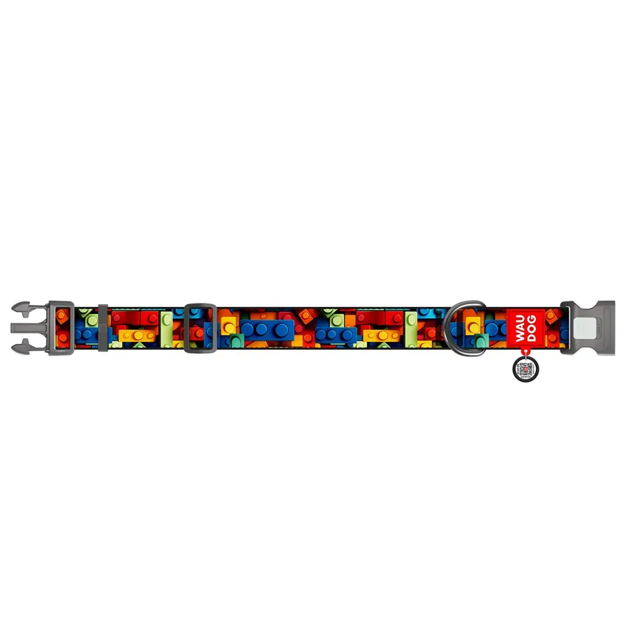 Ошейник для собак нейлоновый «Блоки», XXL WAUDOG Nylon Collar Blocks