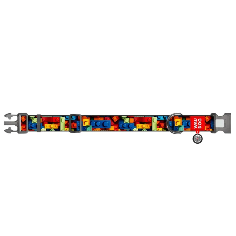 Ошейник для собак нейлоновый «Блоки», XXL WAUDOG Nylon Collar Blocks