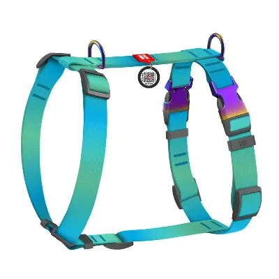 Шлея для собак анатомічна H-подібна, градієнт, M, блакитний WAUDOG Nylon Recycled Anatomic Harness