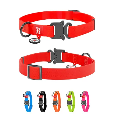 Нашийник для собак водостійкий, металева пряжка, L, червоний WAUDOG Waterproof Collar