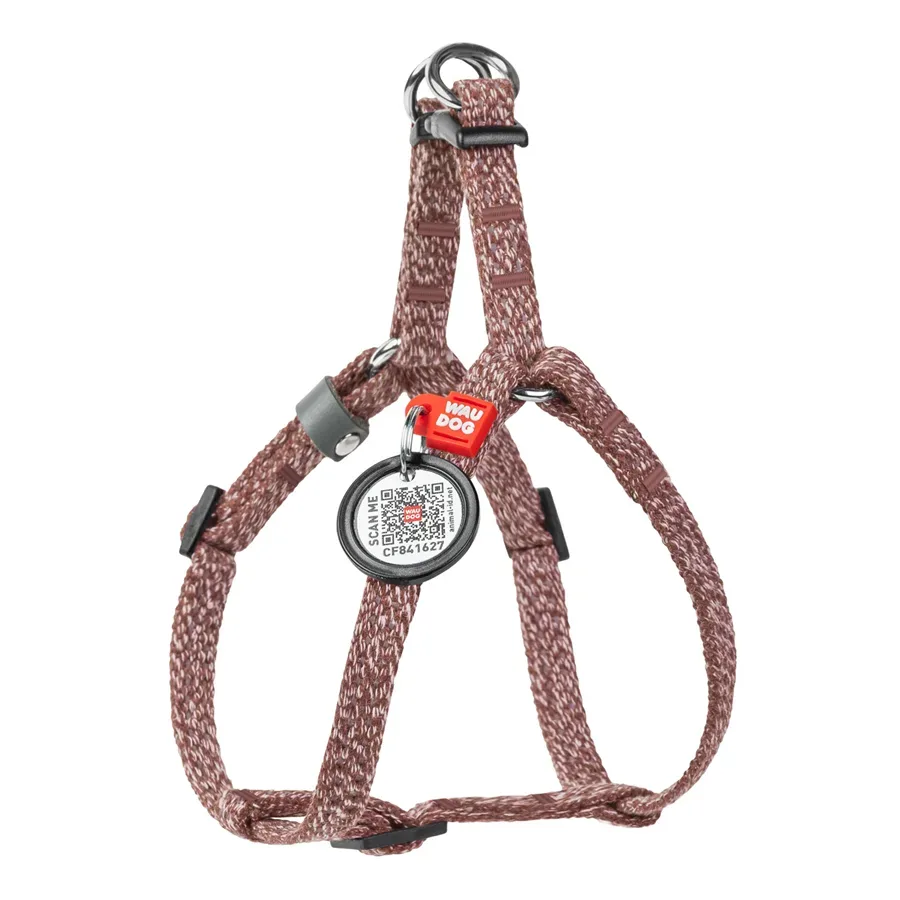 Шлея для котов и мелких собак из восстановленного хлопка, XS, коричневый WAUDOG Re-cotton Harness
