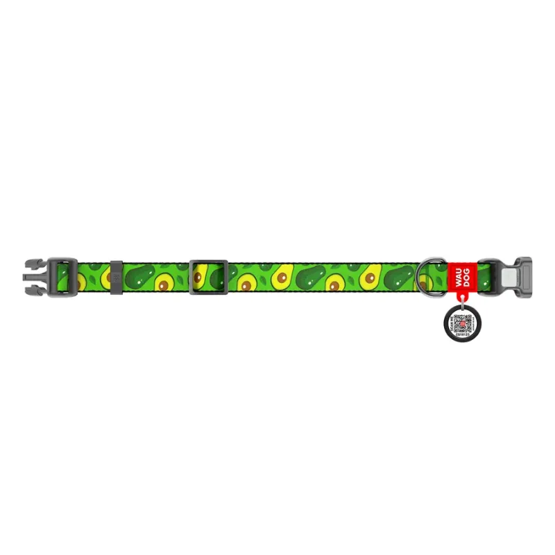 Нашийник для собак нейлоновий «Авокадо», пластикова пряжка, M WAUDOG Nylon Collar Avocado