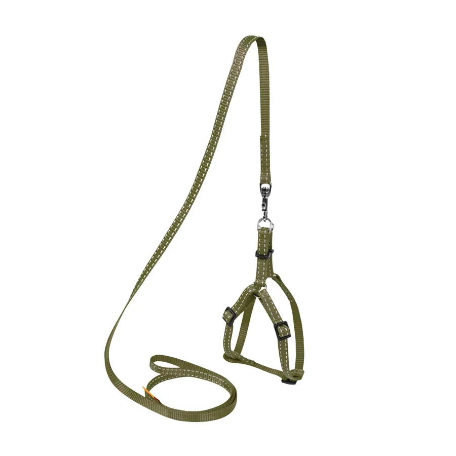 Шлея нейлоновая регулируемая с поводком, XS, хаки Dog Extreme Harness with Leash