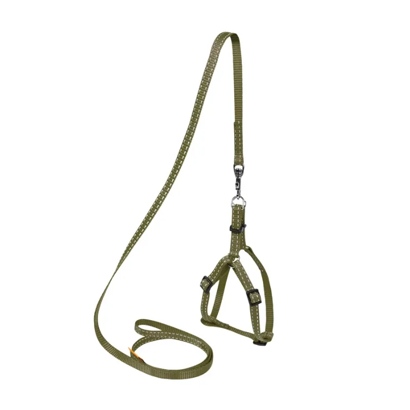 Шлея нейлоновая регулируемая с поводком, XS, хаки Dog Extreme Harness with Leash