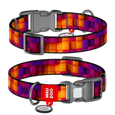 Нашийник для собак нейлоновий «Куби 3Д», L WAUDOG Nylon Collar 3D Cubes