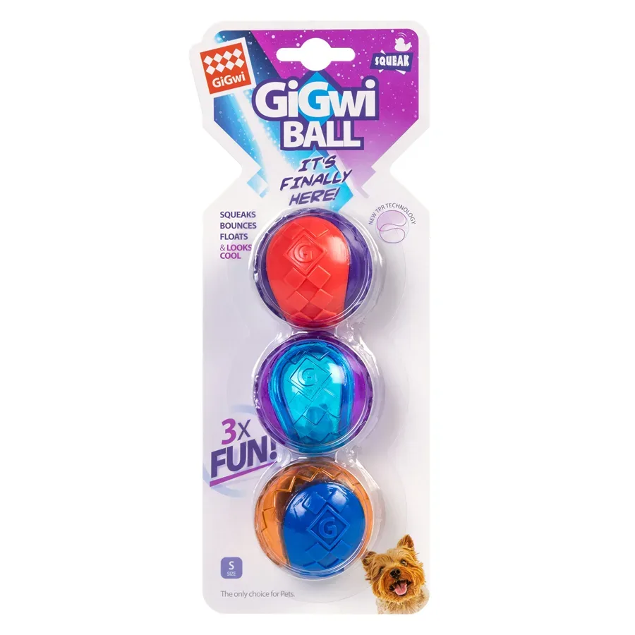 Іграшка для собак Три м'ячі з пищалкою, гума, 5 см GiGwi BALL Toy