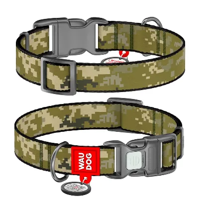 Нашийник для собак нейлоновий «Мілітарі», пластикова пряжка, L WAUDOG Nylon Collar Military