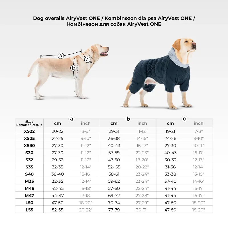 Комбинезон для собак, S30, оранжевый AiryVest ONE Dog Jumpsuit