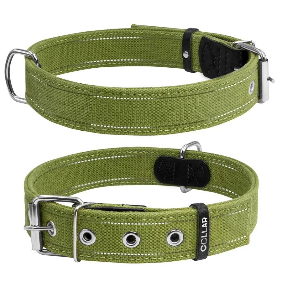 Нашийник для собак бавовняна тасьма Брезент подвійний, L Collar Canvas Collar