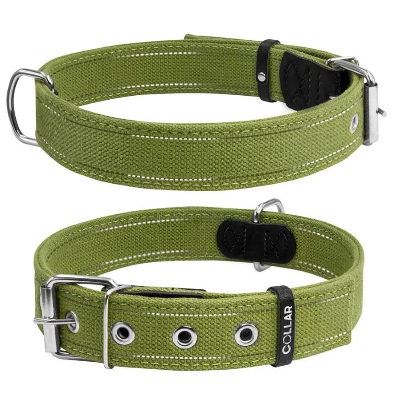 Нашийник для собак бавовняна тасьма Брезент подвійний, L Collar Canvas Collar
