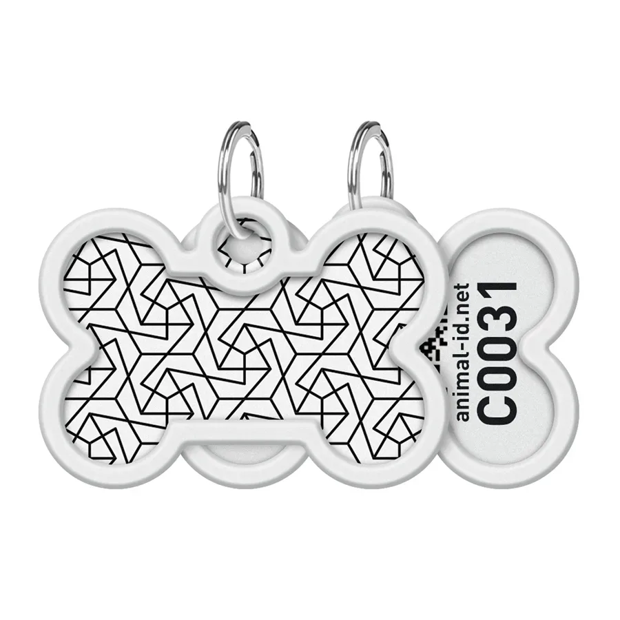 Адресник для собак і котів металевий, кістка «Геометрія», M WAUDOG Smart ID Tag Geometry