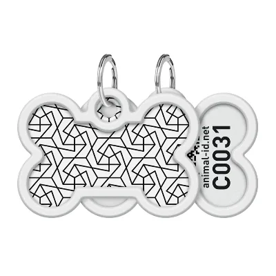 Адресник для собак і котів металевий, кістка «Геометрія», M WAUDOG Smart ID Tag Geometry