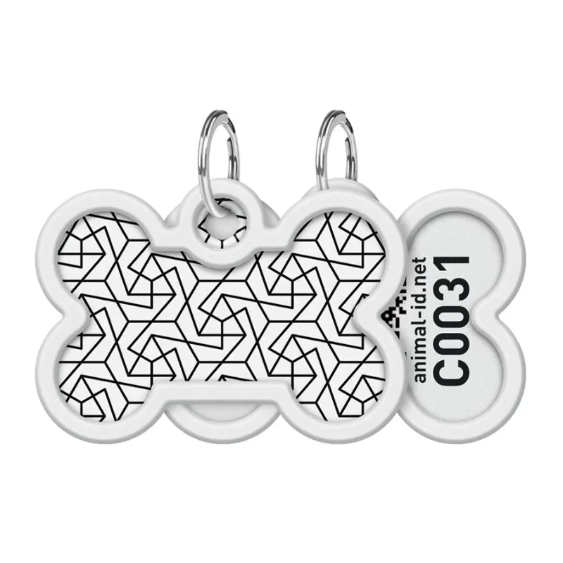 Адресник для собак і котів металевий, кістка «Геометрія», M WAUDOG Smart ID Tag Geometry