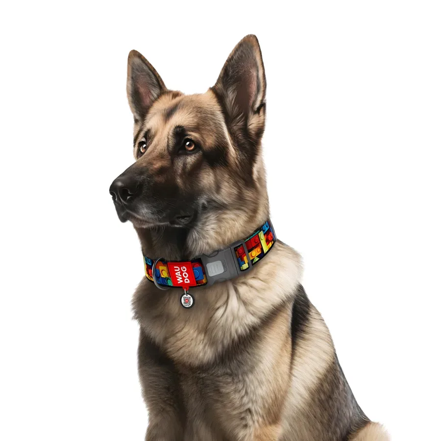 Ошейник для собак нейлоновый «Блоки», XXL WAUDOG Nylon Collar Blocks