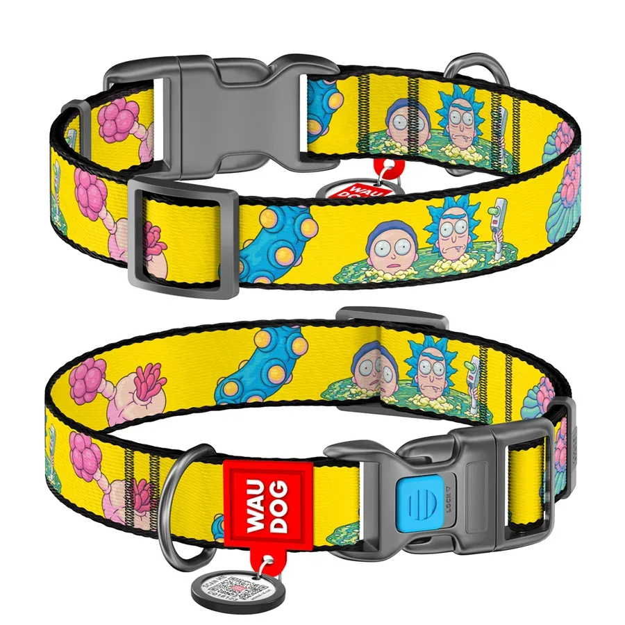 Нашийник для собак нейлоновий «Рік та Морті 1», M WAUDOG Nylon Collar Rick and Morty 1