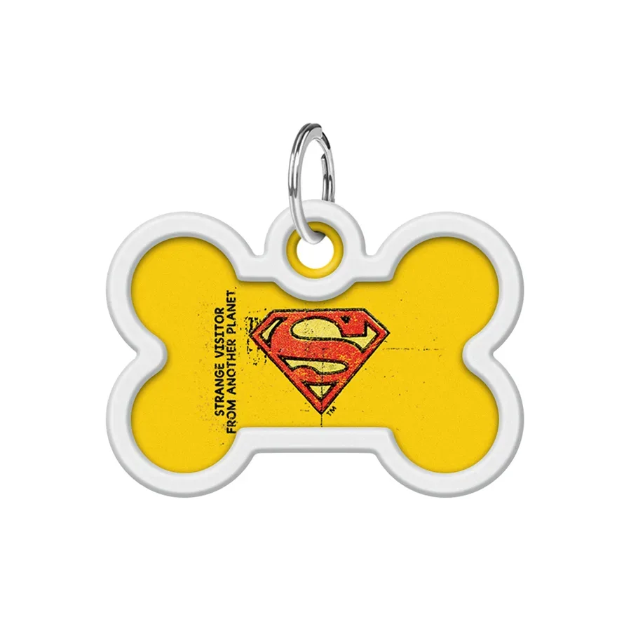 Адресник для собак і котів металевий, кістка «Супермен вінтаж», M WAUDOG Smart ID Tag Superman Vintage