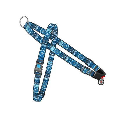 Шлея для собак быстросъемная «Этно синий», M WAUDOG Nylon Harness Blue Ethno