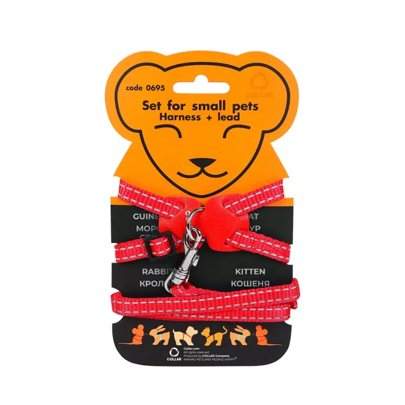 Шлея нейлоновая на планшете для мор.свинок, декор.крыс, XXS, красный Dog Extreme Harness with Leash