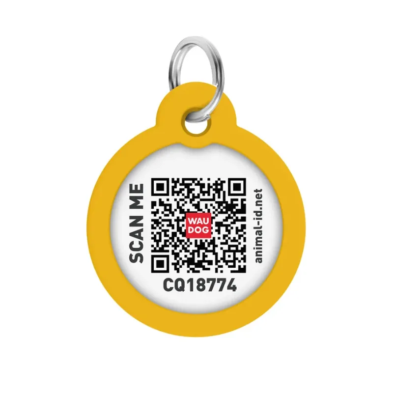 Адресник для собак і котів металевий, коло «Градієнт помаранчевий», L WAUDOG Smart ID Tag Orange Gradient