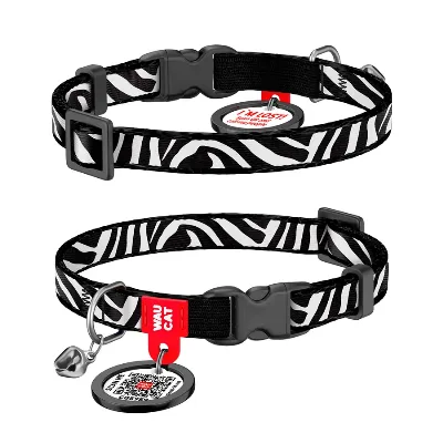 Нашийник для котів нейлоновий «Зебра», XS WAUCAT Nylon Collar Zebra
