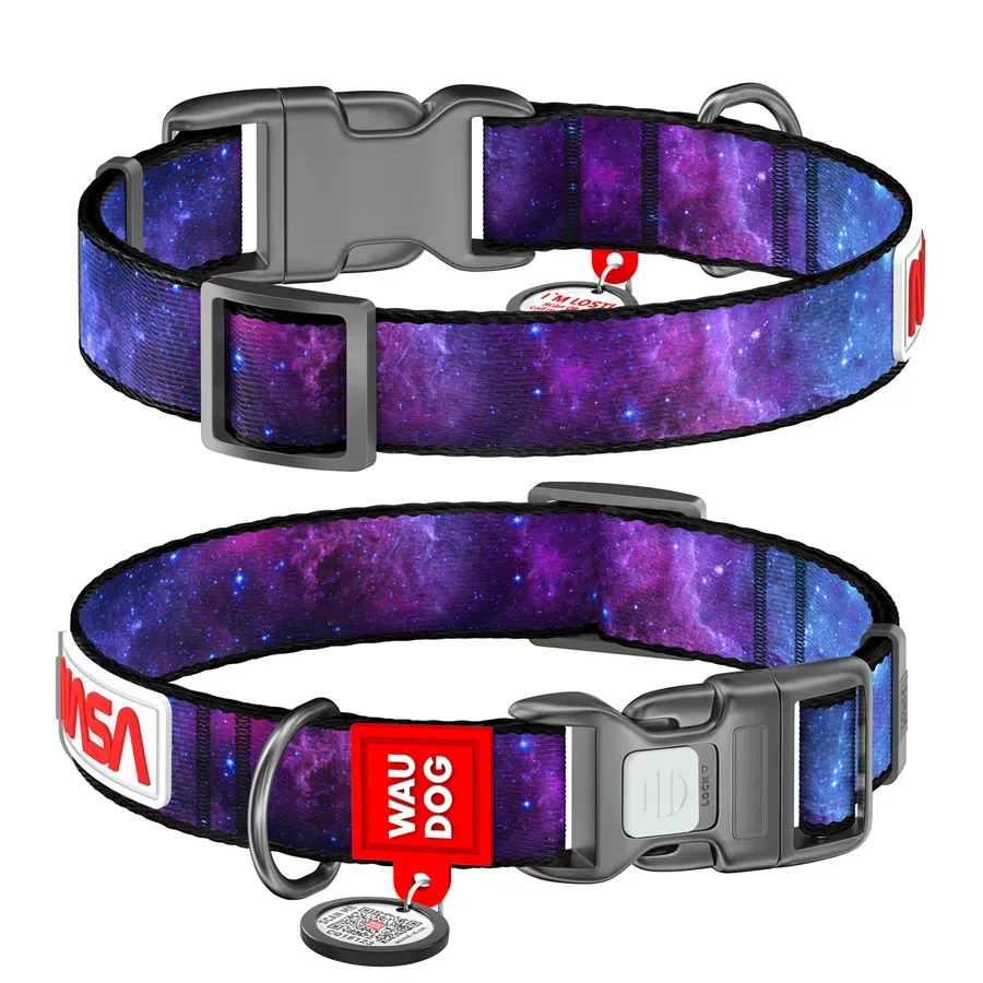 Ошейник для собак нейлоновый «NASA21», пластиковая пряжка, M WAUDOG Nylon Collar NASA21
