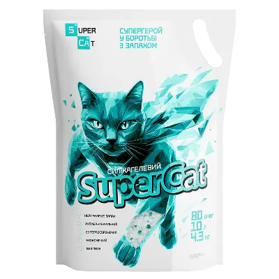 Силикагелевый наполнитель для кошачих туалетов, 4,3 кг / 10 л SuperCat Litter