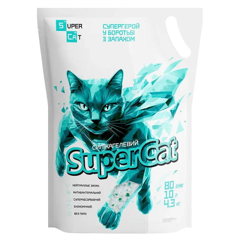 Силикагелевый наполнитель для кошачих туалетов, 4,3 кг / 10 л SuperCat Litter