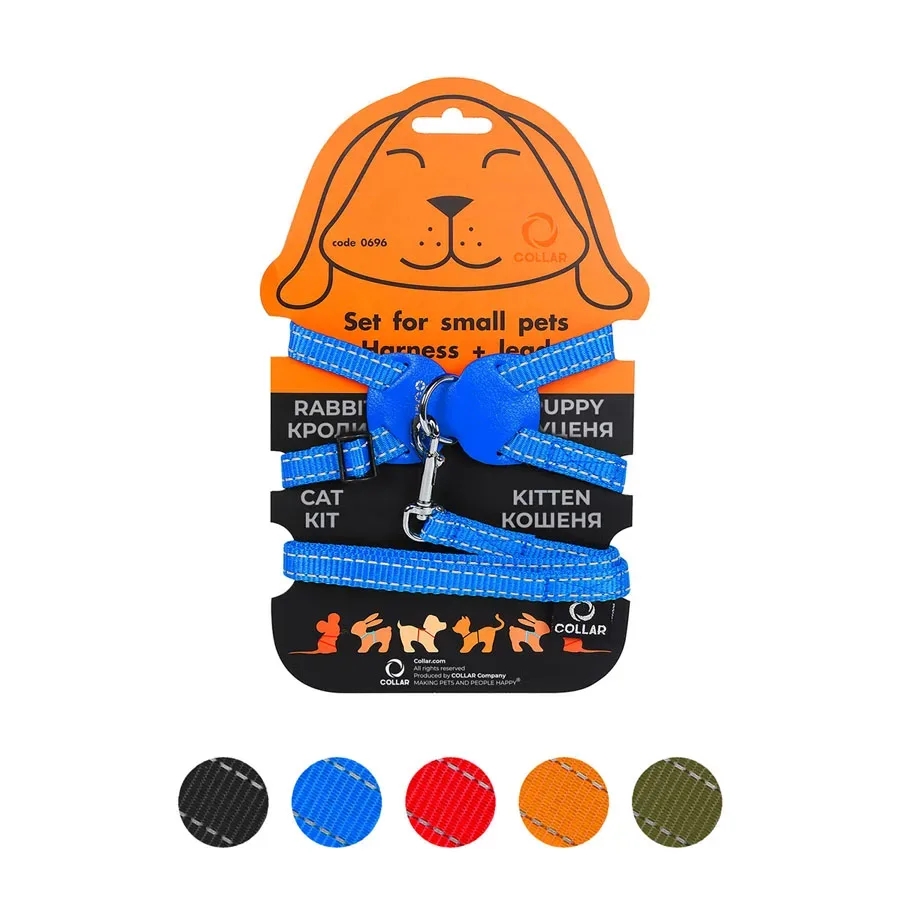 Шлея нейлоновая на планшете для кроликов, S, голубой Dog Extreme Harness with Leash