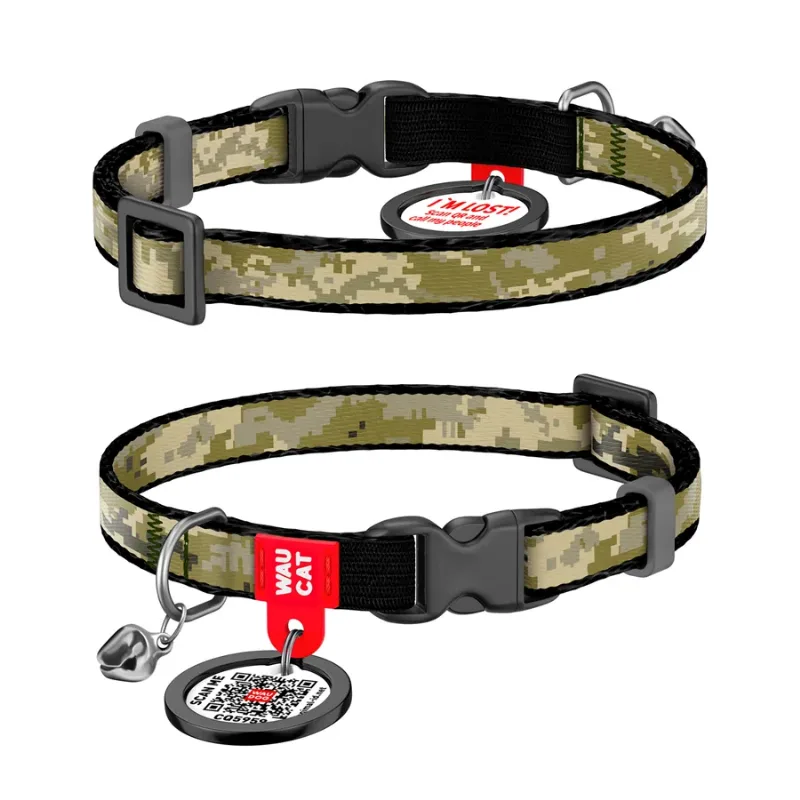 Нашийник для котів нейлоновий «Мілітарі», XS WAUCAT Nylon Collar Military