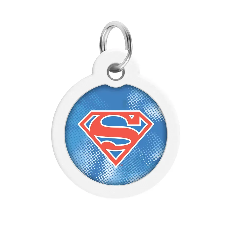 Адресник для собак и котов металлический, круг «Супермен ретро», L WAUDOG Smart ID Tag Superman Retro
