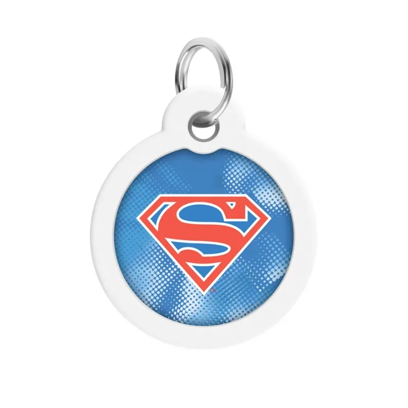 Адресник для собак и котов металлический, круг «Супермен ретро», L WAUDOG Smart ID Tag Superman Retro