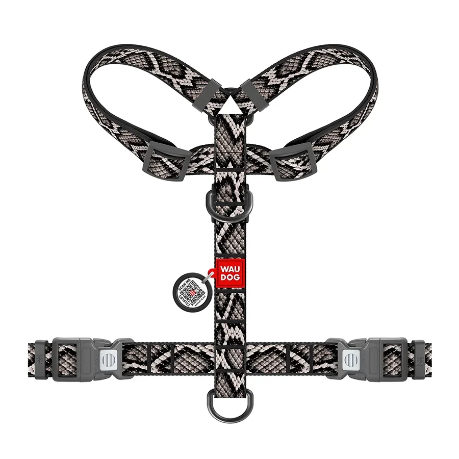 Шлея для собак анатомическая H-образная «Змея», S WAUDOG Nylon Harness Snake