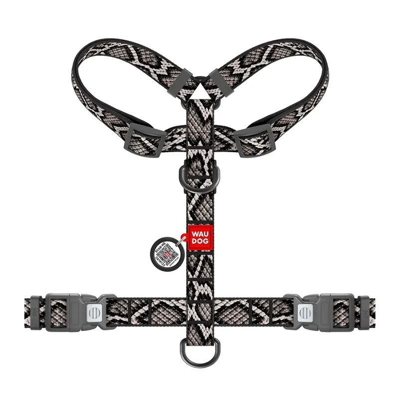 Шлея для собак анатомическая H-образная «Змея», S WAUDOG Nylon Harness Snake