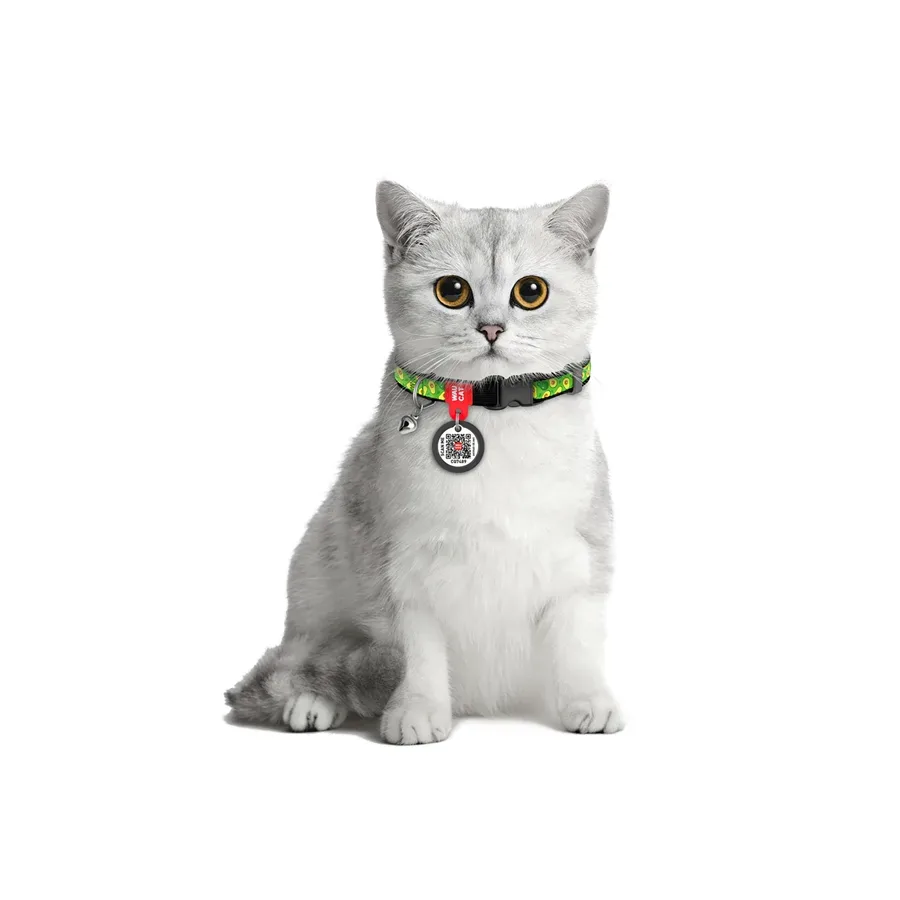 Ошейник для котов нейлоновый «Авокадо», XS WAUCAT Nylon Collar Avocado