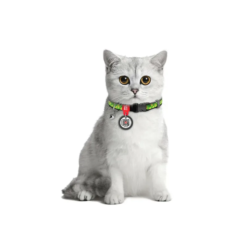 Ошейник для котов нейлоновый «Авокадо», XS WAUCAT Nylon Collar Avocado