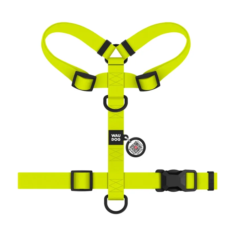 Шлея для собак водостойкая анатомическая Н-образная, M, лимонный WAUDOG Magnet Harness