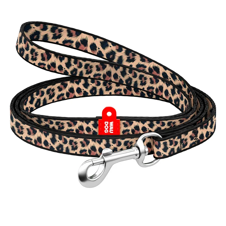 Повідець для котів та дрібних порід собак нейлоновий «Леопард», XS WAUDOG Nylon Leash Leopard