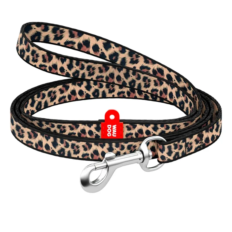 Повідець для котів та дрібних порід собак нейлоновий «Леопард», XS WAUDOG Nylon Leash Leopard