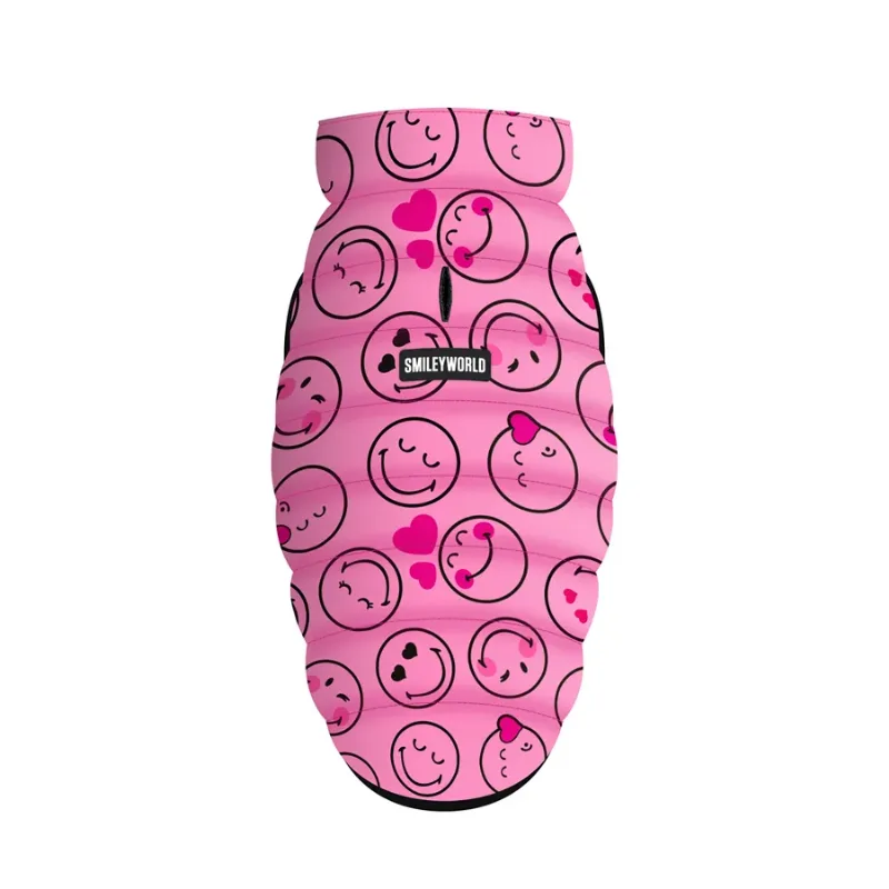 Курточка для собак «Смайлы на розовом», L65 WAUDOG Clothes Dog Jacket Smileys on Pink